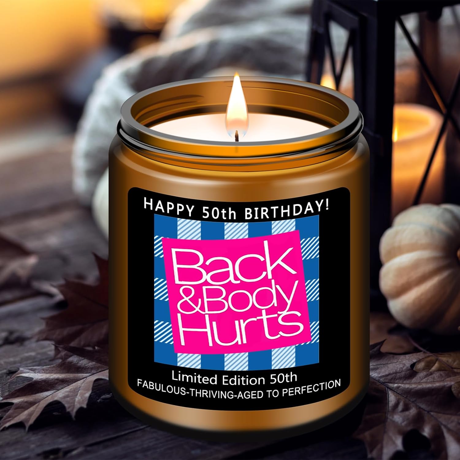 Homsolver 50th Birthday Gift for Her Him, Happy 50th Birthday Candles Gifts for Women Men, Funny 50 Years Old Decorations Ideas- Lavender Scented Candle