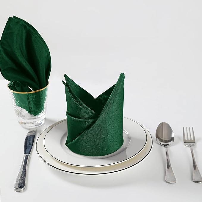 Cloth Napkins 20x20 inch Washable Polyester Dinner Napkins Soft Table Napkins for Wedding Party Dining Banquet(Hunter,50PCS)