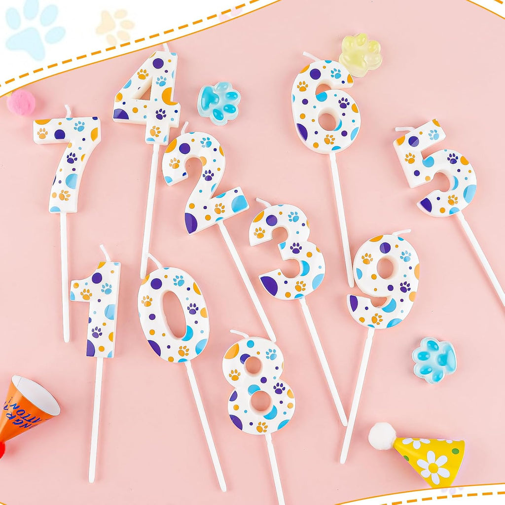 3D Dog and Cat 11th Birthday Candle Numbers 11 Candle Paw Cake Topper Cupcake Decorations for Pet Theme Party Decor Anniversary Celebrations Supplies