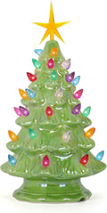lighted ceramic christmas tree holiday decor (pearl green, main product view