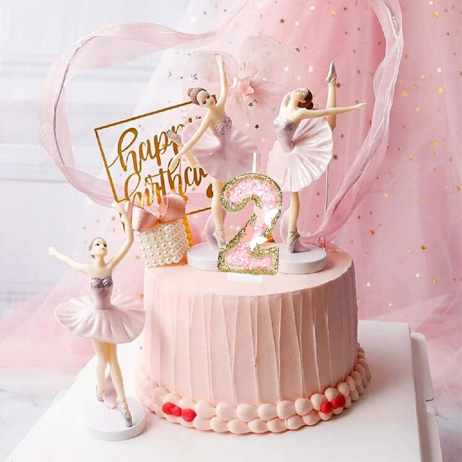Birthday Candle,Butterfly 16th Birthday Party Decorations for Women/Girl,Gold Pink Birthday Number 16 Candle,2.75" Large Glitter Birthday Candles Wedding Cake Topper Anniversary Party Decor