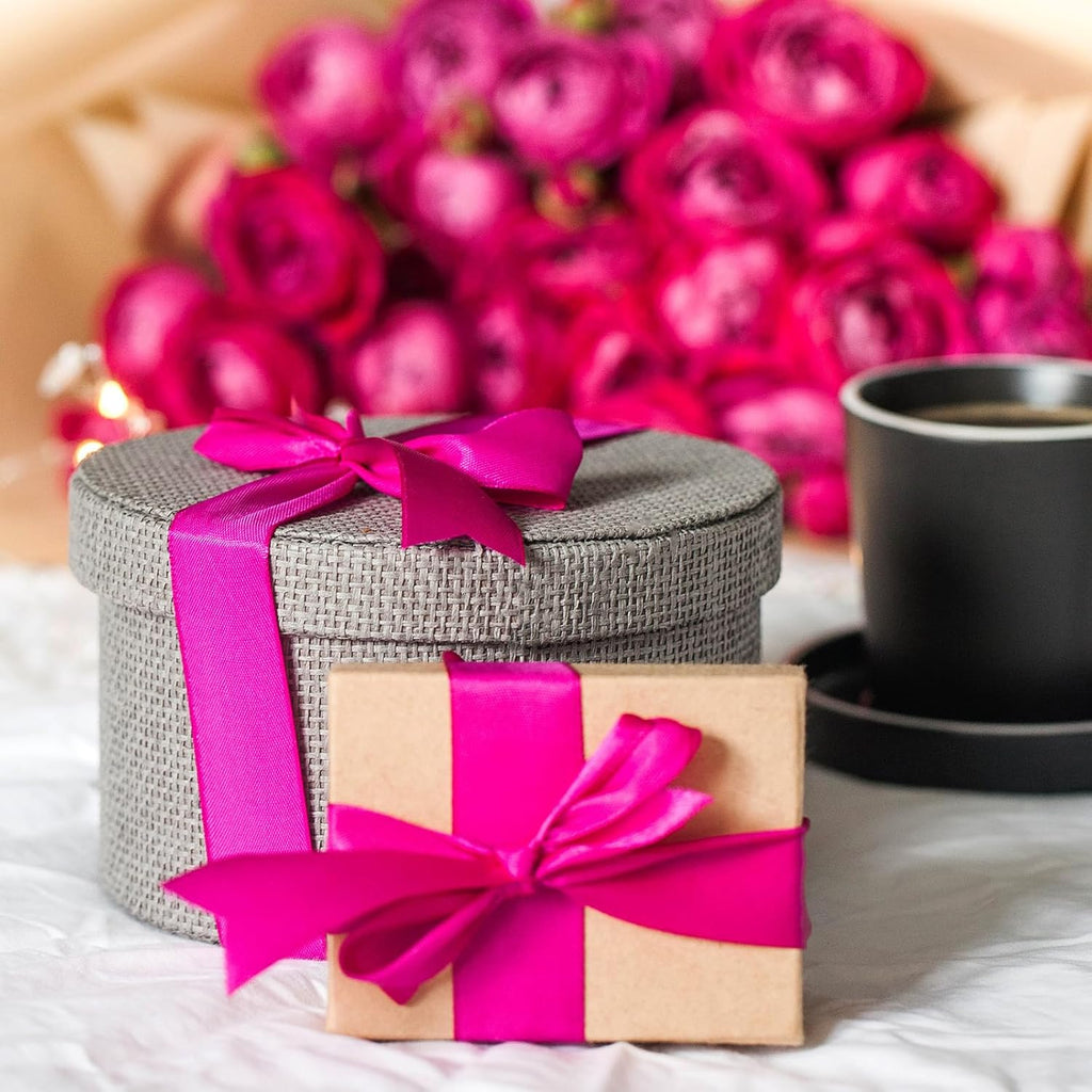 50pcs Hot Pink Twist Tie Bows, 3.5" Satin Ribbon Pre Tied Hot Pink Bow for Gifts Wrapping Treat Bags Candy Card, Mini Ribbon Bows for Crafts Wedding Bridal Baby Shower Birthday Mothers Day Bouquet