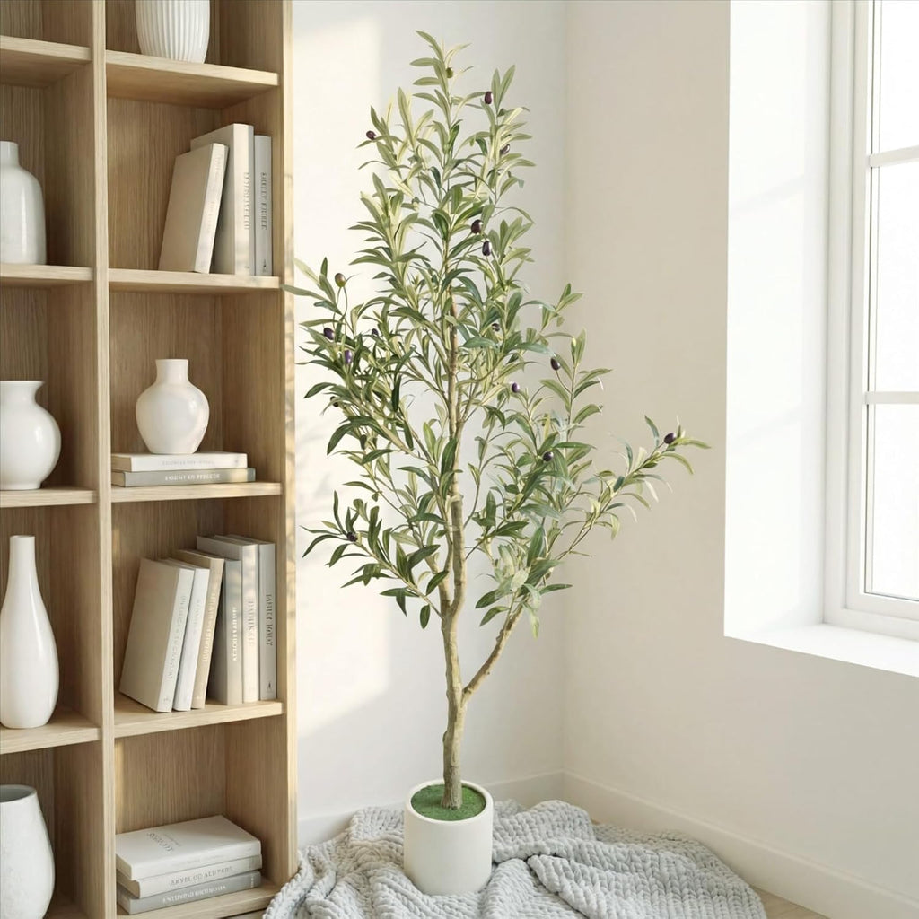 faux olive tree, 5ft artificial olive trees with, front angle view