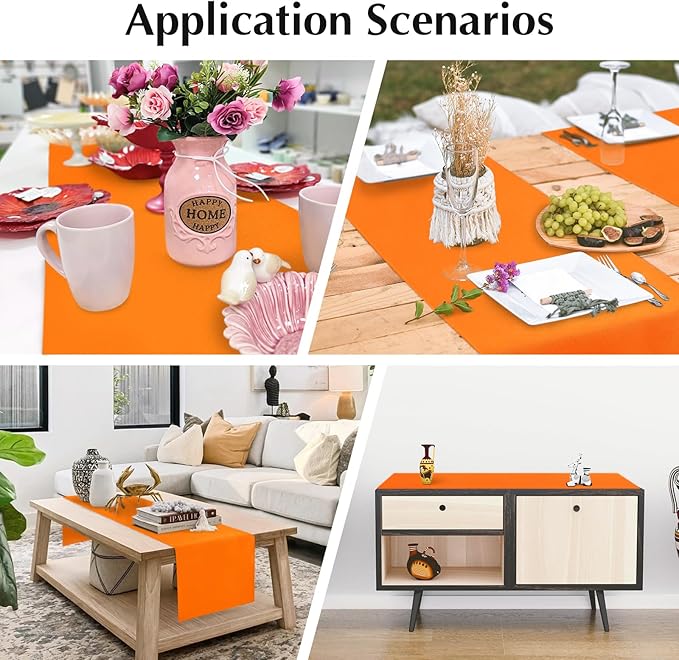 2 Pack Orange Small Short Table Runner 12 x 36 Inch Solid Color Runners Coffee Table Dresser for Daily Party Home Decoration