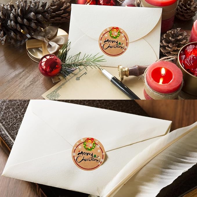 100-1000pcs Custom Stickers Merry Christmas Stickers Personalized Labels Adhesive Xmas Decorative Envelope Seals Stickers for Cards Gift Boxes(VSquare-10)