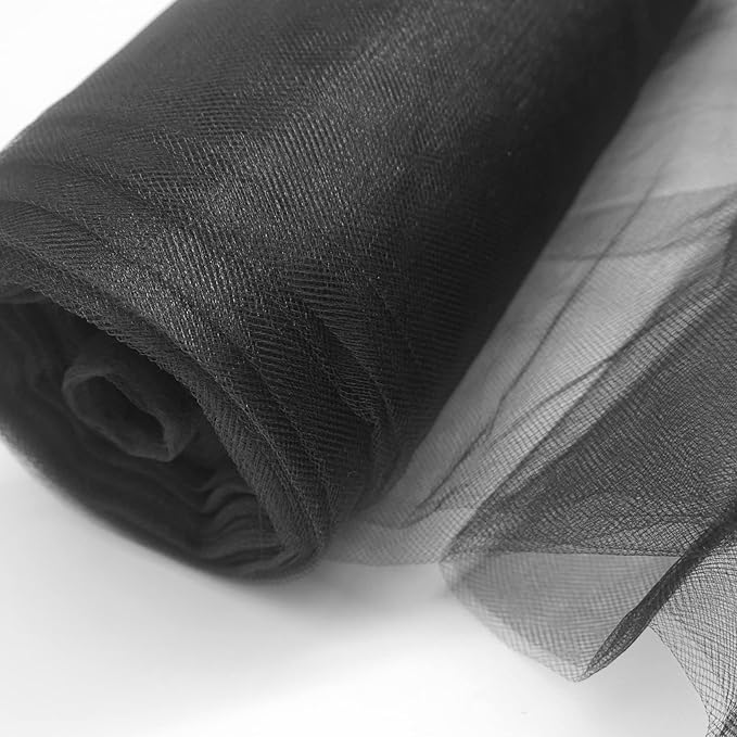 Black Tulle Fabric Roll Spool Bolt (54 Inch by 40 Yards) Large Tulle Wedding Party Decoration, Tutu Skirt, Table Runner, Gift Wrapping, Bridal Shower, Soft & Drape (Black)