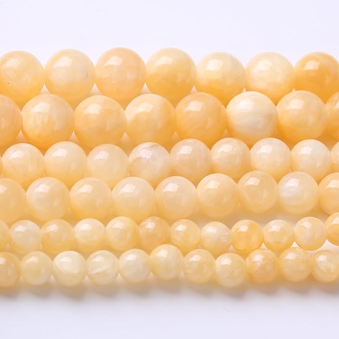 Rice Topaz Stone Beads Gemstone Round Crystal Energy Jade Beads Stone Beads for Jewelry Making DIY Bracelet Necklace Jewelry Making 1 Strand 15.5inch 45PCS 8MM