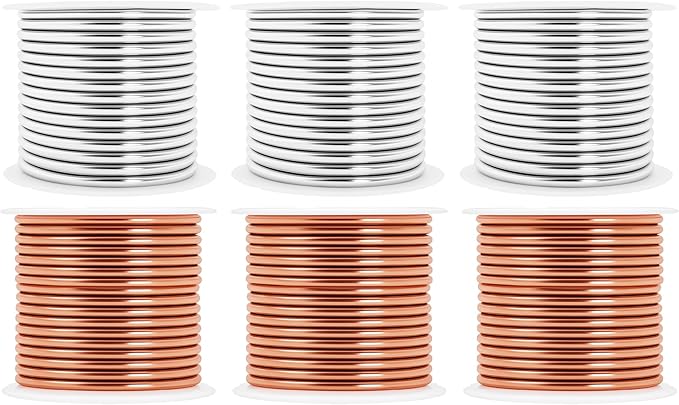 Mandala Crafts 13 Gauge Anodized Aluminum Craft Wire for Jewelry Making - 300 FT Colored Flexible Silver Copper Tone Wire - Bendable for Bonsai Armature Crafting Sculpting