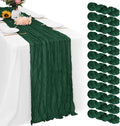 Aktor 12 Pack Emerald Green Table Runner Boho Cheesecloth Table Runner Semi Sheer Gauze Fabric Runners for Wedding Birthday Baby Shower Party Boho Table Decoration（Emerald Green）