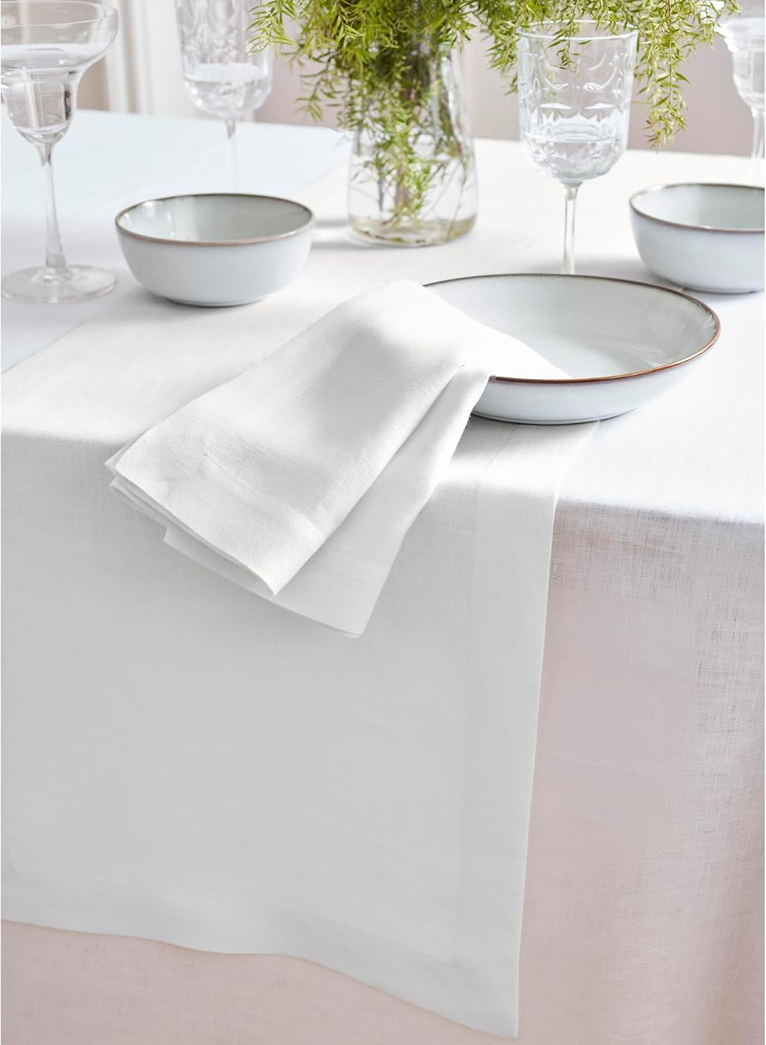 Solino Home 100% Pure Linen White Table Runner 72 Inches Long, 14 x 72 in