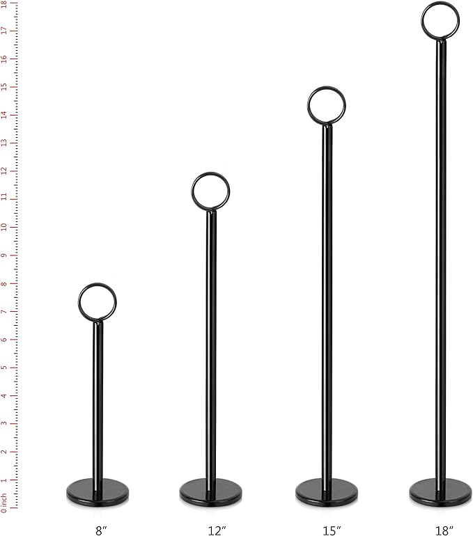New Star Foodservice 27730 Ring-Clip Table Number Holder/Number Stand/Place Card Holder, 18-Inch, Set of 12, Black Finish