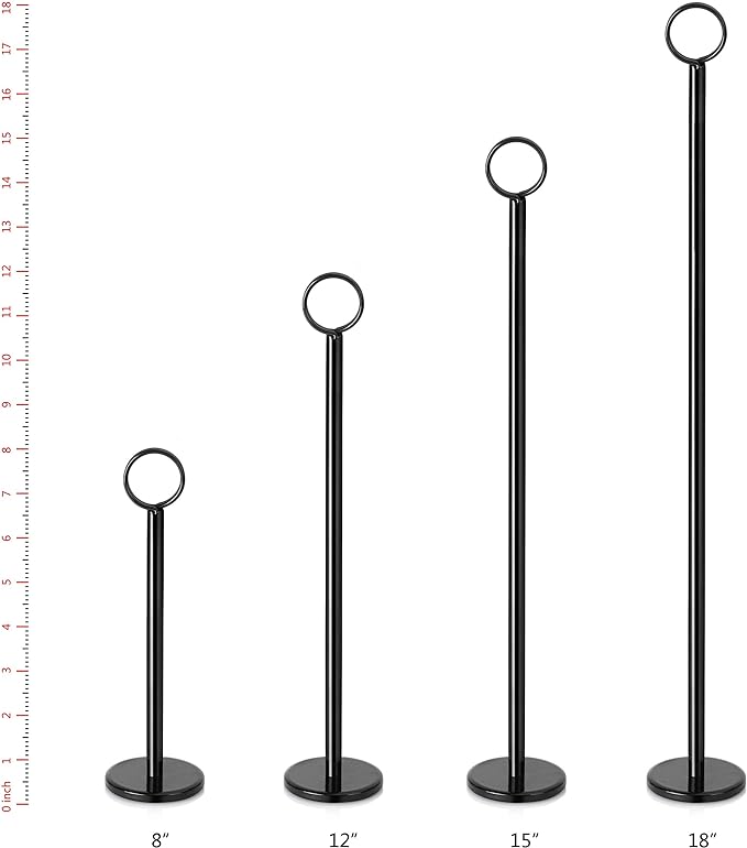 New Star Foodservice 27723 Ring-Clip Table Number Holder/Number Stand/Place Card Holder, 15-Inch, Set of 12, Black Finish