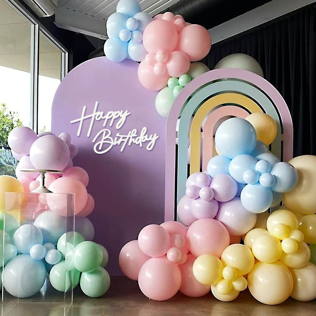 Happy Birthday Sign for Backdrop - Felt Happy Birthday Sign for Balloon Arch Birthday Party Balloon Arch Backdrop Decorations for Birthday Party Baby Shower - White