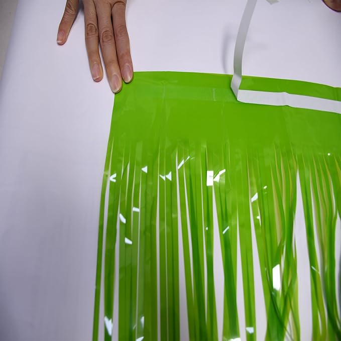 BRAVESHINE Pastel Green Streamers Party Backdrop Decoration - Tinsel Curtain Foil Fringe Backdrop for Birthdays/Dinosaur/Lime Green Frog Theme/Wizard/Christmas Decorations - 3.2ft X 8.2ft