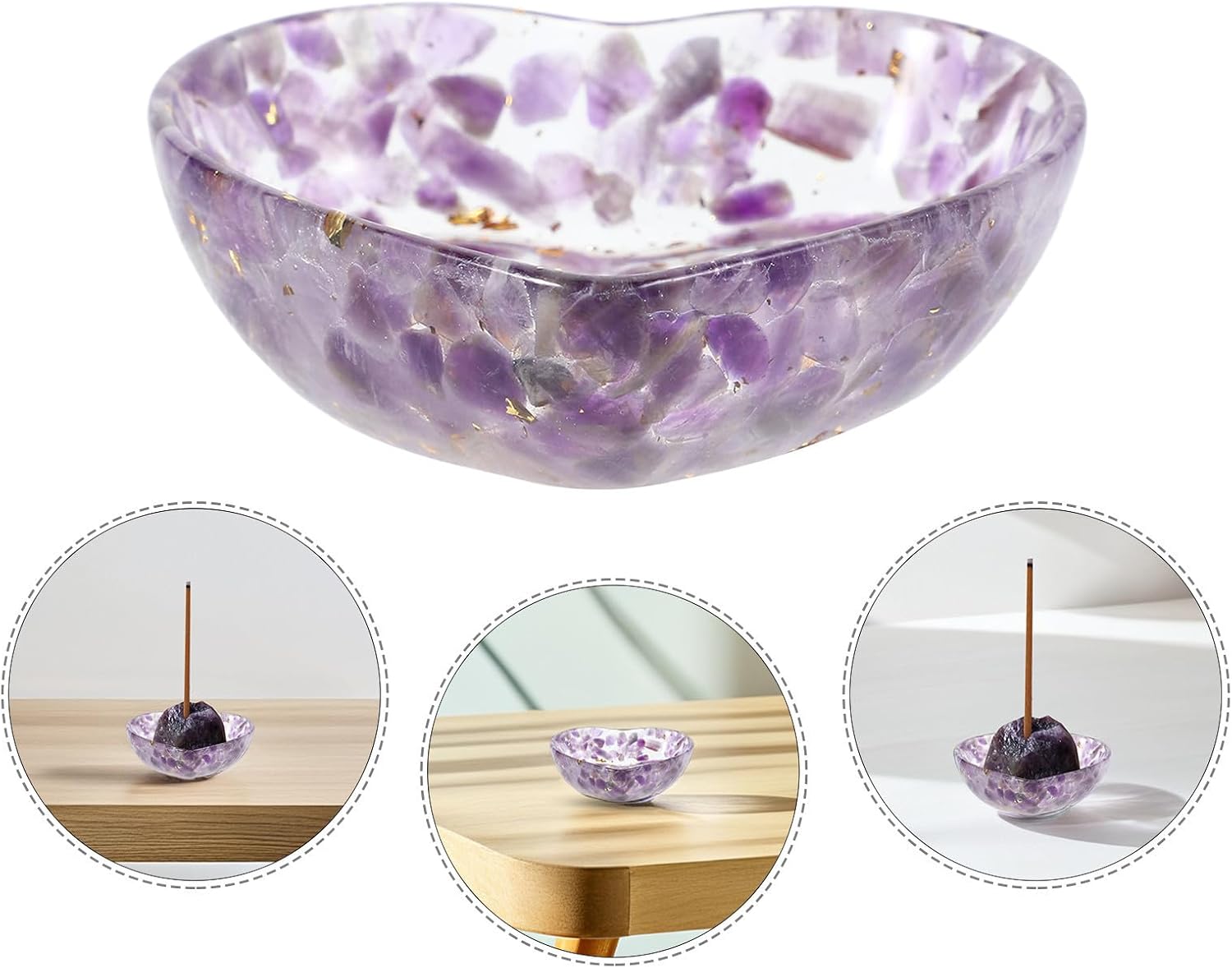 Heart Shaped Crystal Candle Holder Bowl with Resin Material, Versatile Usage and Built to Last, for Living Room Home Decor, Romantic and Unique Texture Design