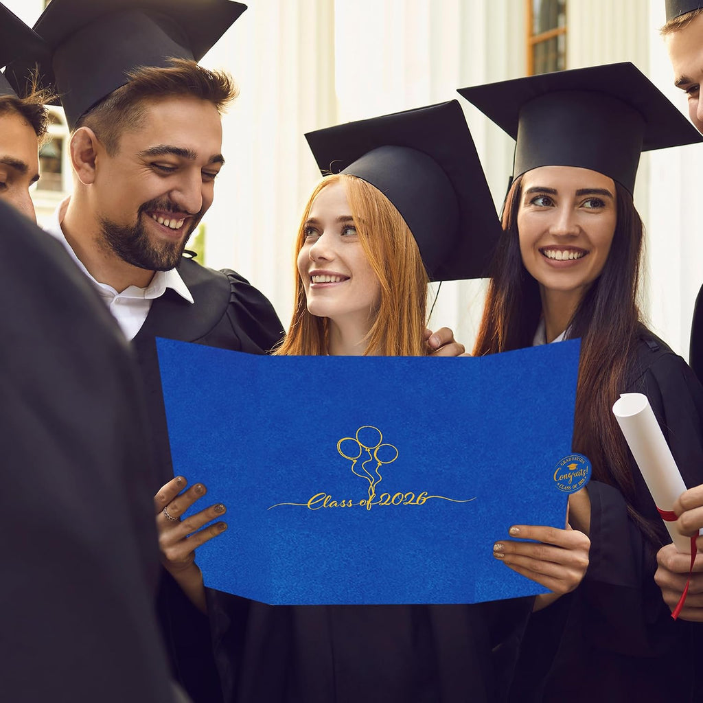 DARUNAXY Blue Gold Graduation Party Decorations, Blue Class of 2026 Congratulations Graduates Alternative Signature Guest Book for Men Happy Graduation Gifts Congrats Grad Party Signing Card Board