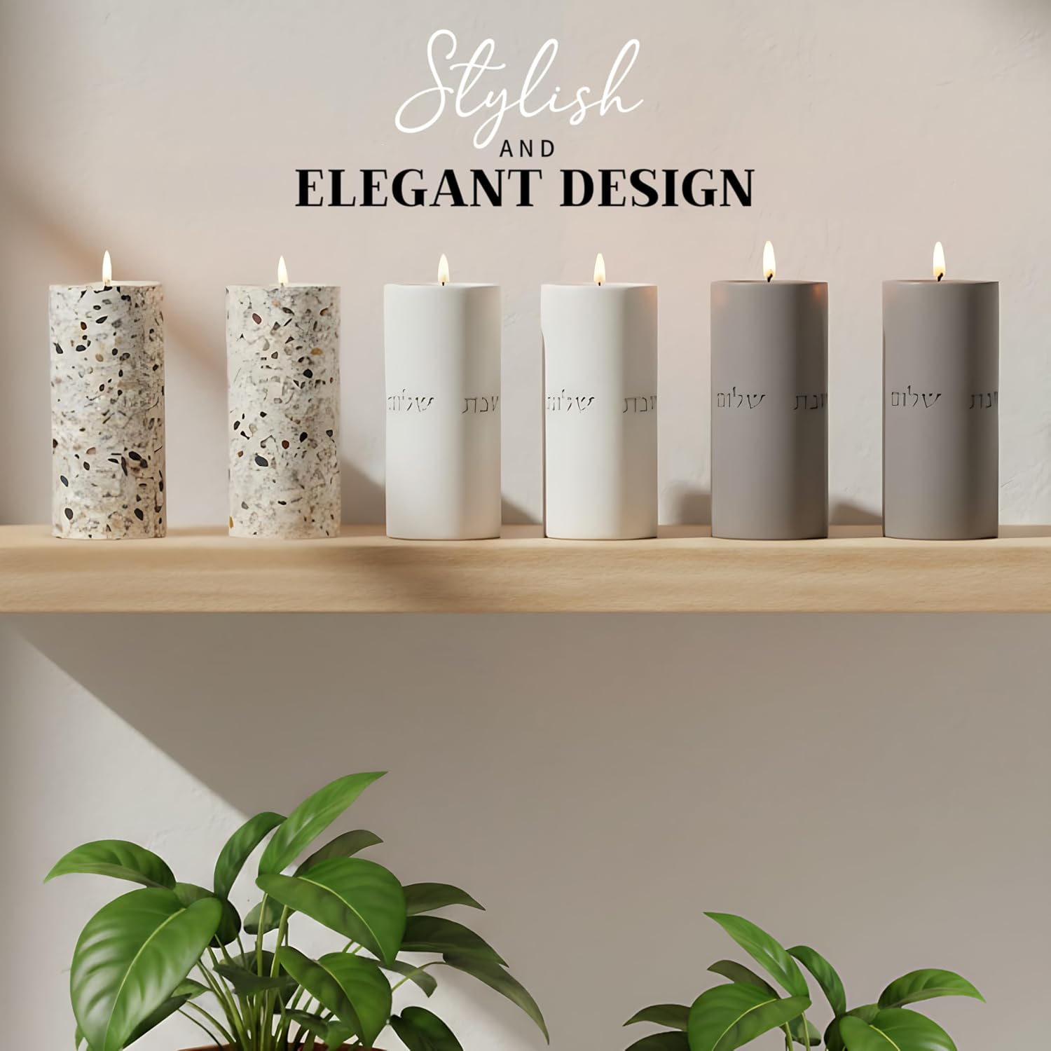 Suri Shabbat Candle Holder – Elegant Jewish Candlesticks for Shabbat & Holiday Lighting, Modern Metal Design, Decorative Candle Holders for Home & Gift Use (Pink)