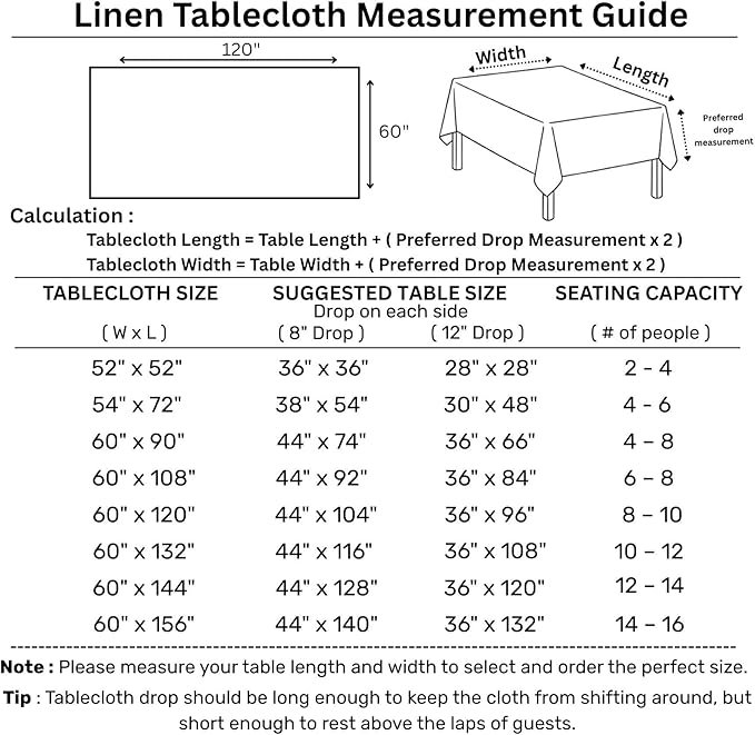 Solino Home Soft Grey Linen Tablecloth 60 x 120 Inch - 100% Pure Linen Hemstitch Table Cloth for Rectangle Tables - Classic Hemstitch, Machine Washable Tablecloth for Fall, Thanksgiving, Christmas