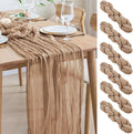 Asee'm 6pcs Cheesecloth Table Runner 120 Inches Long Nude Boho Gauze Cheese Cloth Runner 10FT Rustic Sheer Table Runners for Christmas Wedding Party Baby Shower Spring Easter Decoration