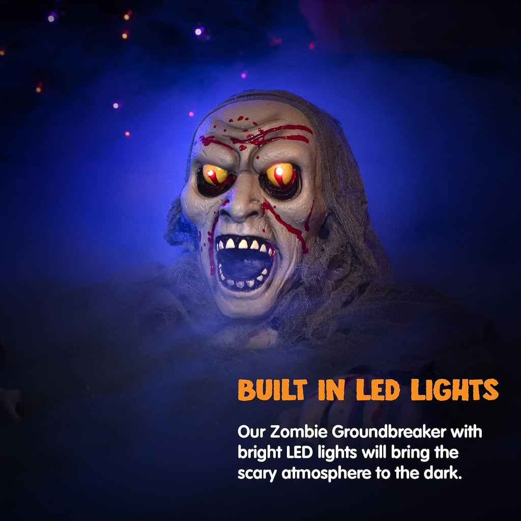 joyin halloween decorations outdoor light-up zombie groundbreaker with shown in use