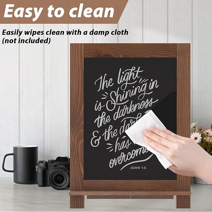 Magnetic Chalkboard 10"x14" Small Chalkboard Signs with Stand, Tabletop or Wall-Hanging Menu Board, Rustic Wood Frame Chalk Board Sign Board for Countertop Display/Home Décor/Wedding