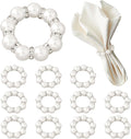 12Pcs Pearl Napkin Rings, Round Napkin Buckles Wedding Beaded White Napkin Rings Silver Napkin Ring Holder for Formal Dinner Reception Party Banquet Table Decor (Sliver)