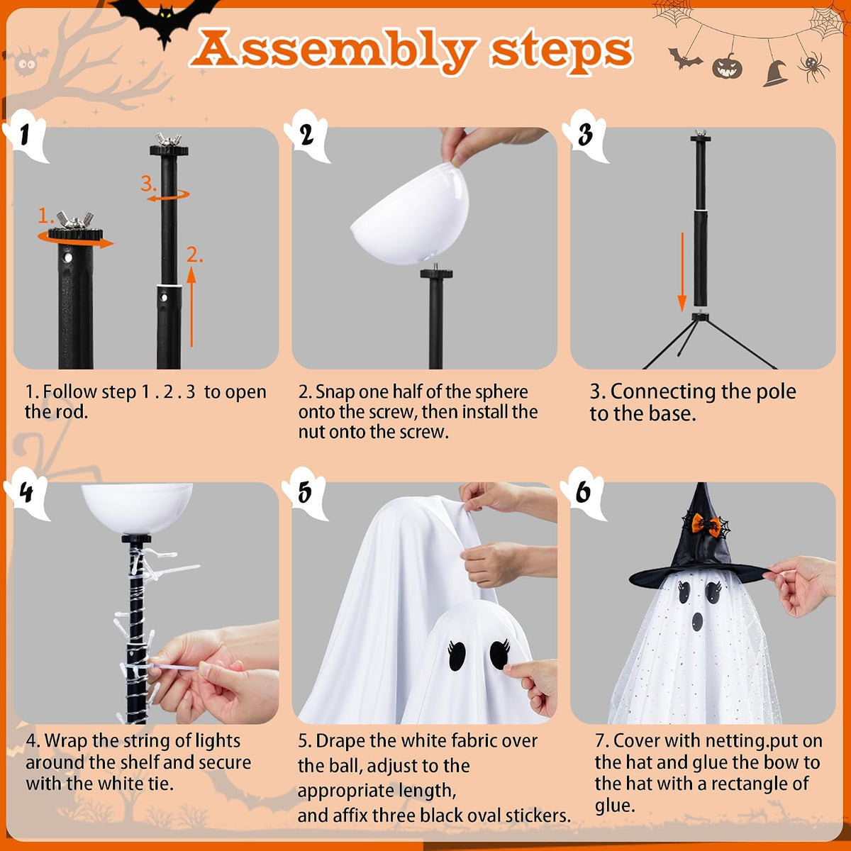 aygxu 2pcs halloween decorations indoor,ghost decor with string on a desk or shelf
