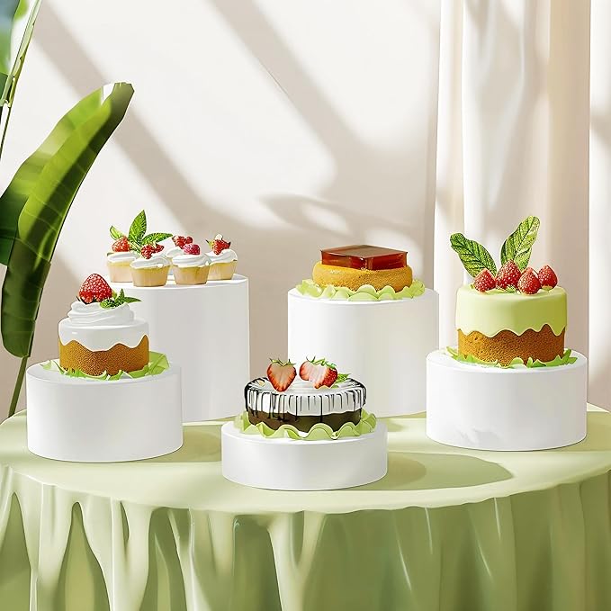 6Pcs Buffet Risers, Food Risers for Buffet Table, Acrylic Round Display Risers with Hollow Bottom, Food Display Stand for Party Jewelry Dessert Figures (Size 6",6.5",6.7",7",7.5",8")