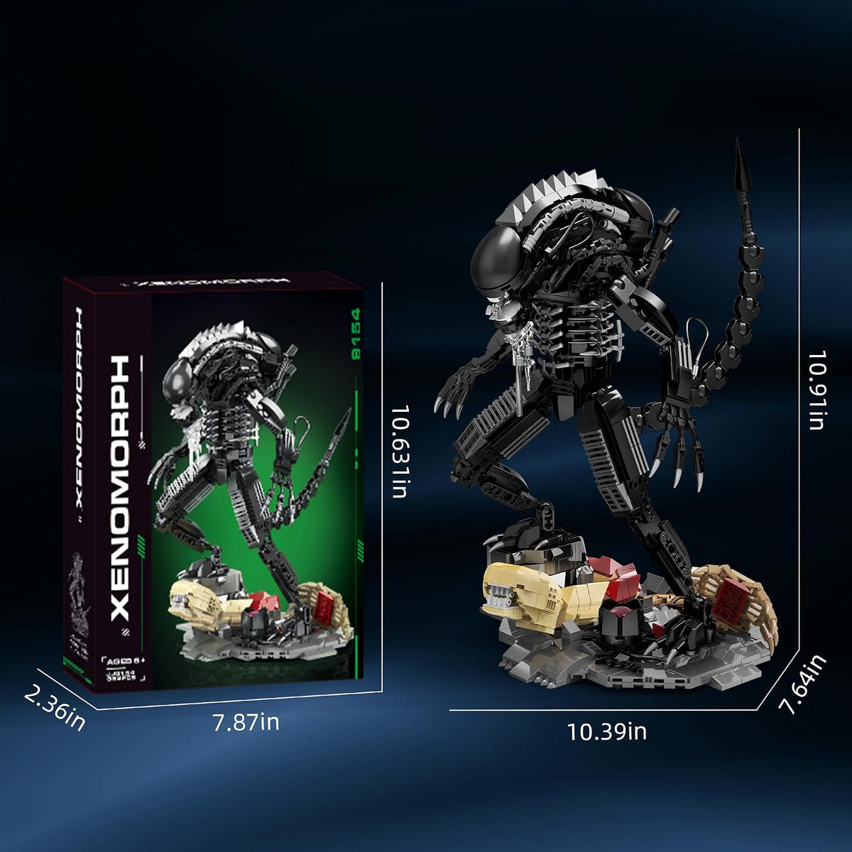 xenomorph action figures building set for adults &, front angle view