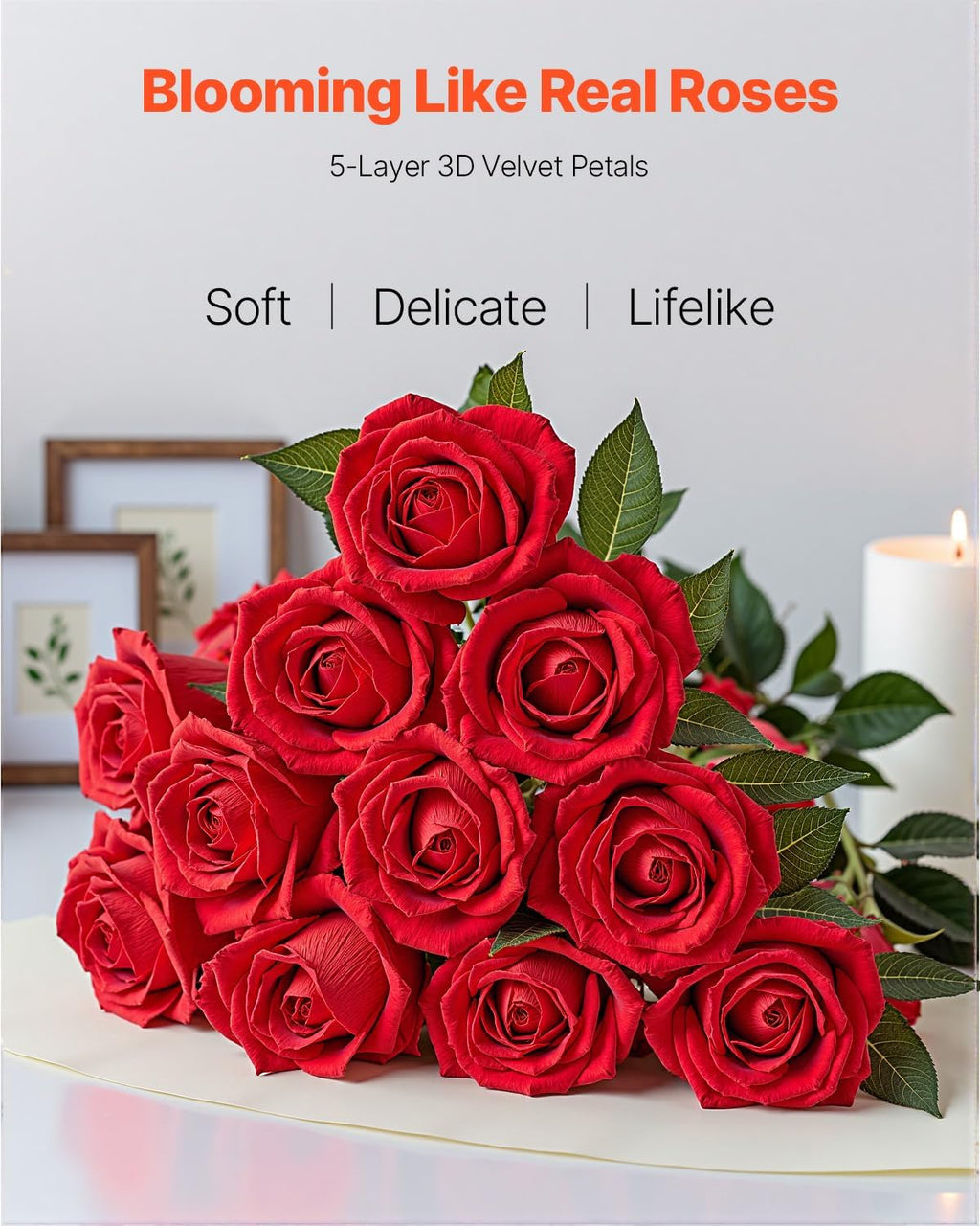 vevor artificial flowers, 500 pcs real looking red shown in use