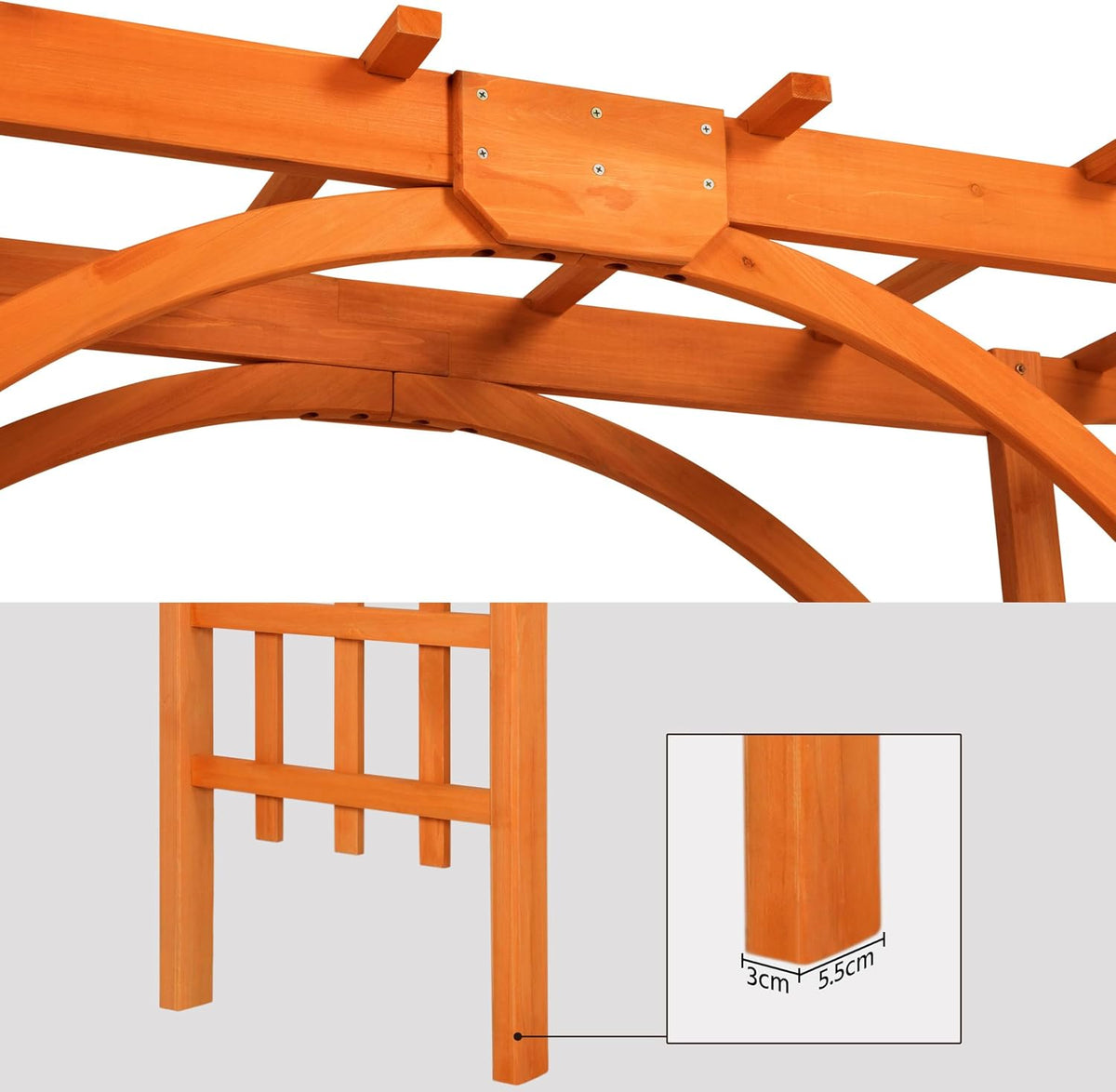 Yaheetech 7FT Wooden Arch Arbor, Wood Trellis for Climbing Plants Outdoor