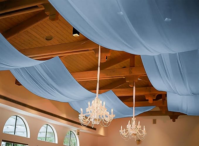 6 Panels Dusty Blue Ceiling Drapes for Wedding, 5ftx10ft Ceiling Drapes Cheesecloth Sheer Fabric Curtain Wedding Arch Draping Fabric Romantic Ceilings Decorations for Weddings Party Ceremony Stage