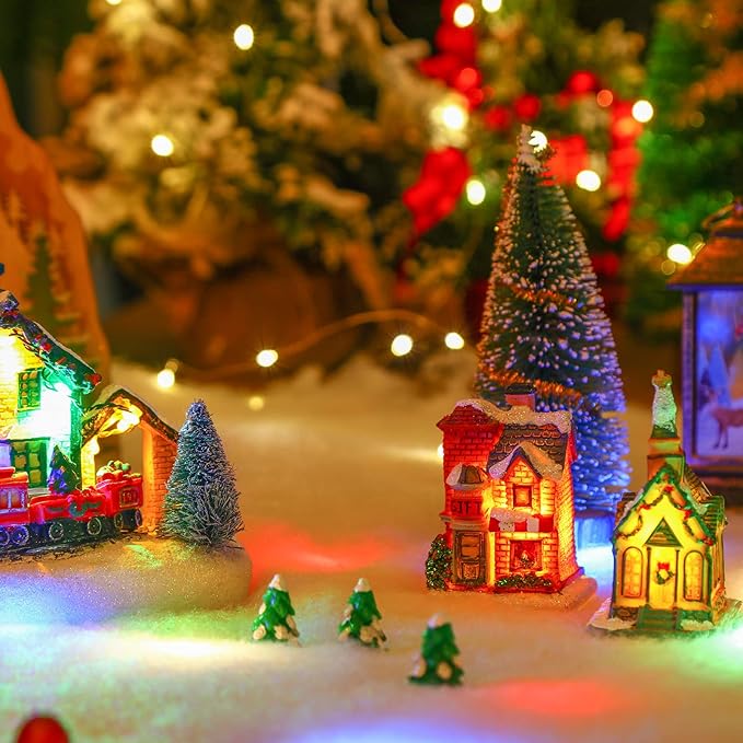 Jetec LED Christmas Fake Snow Blanket with Lights Artificial Snow Blanket with 2 Pcs LED Lights Lighted Snowflake Table Runner for Christmas Tree Village Display Winter Party Decor(15.75''x 49.21'')