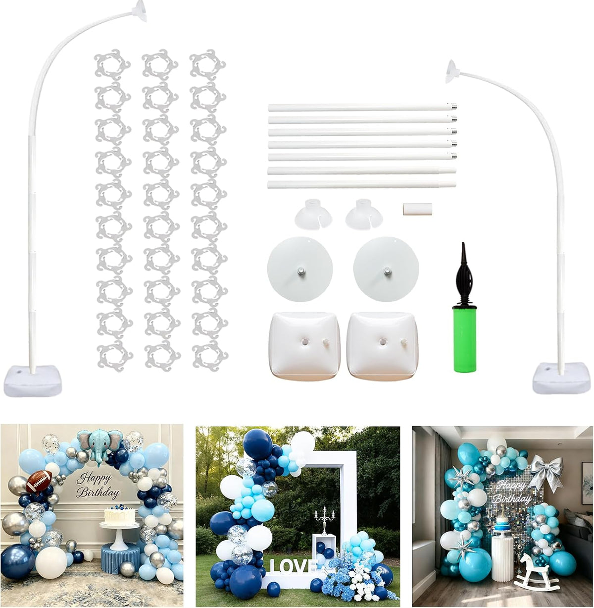 balloon arch stand kit 9ft &5.6ft,heavy duty base shown in use
