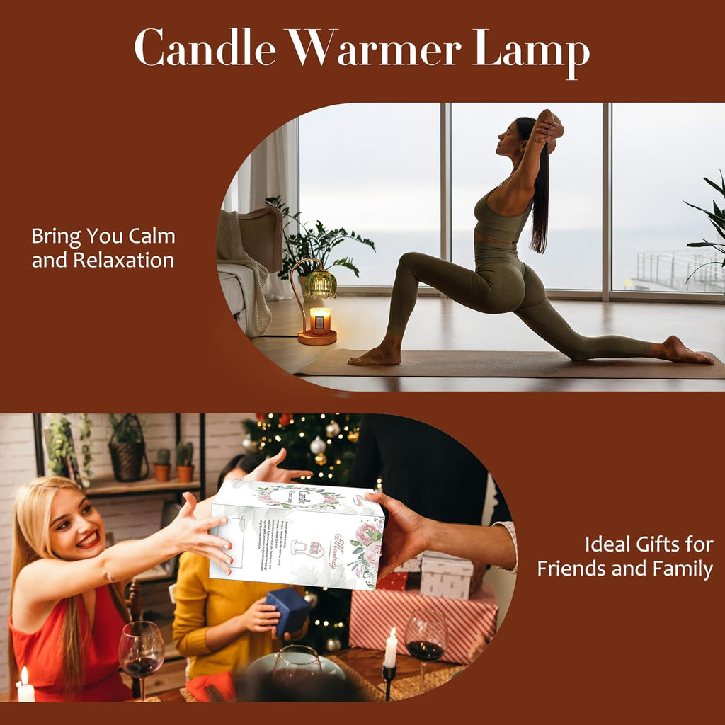 Flower Candle Warmer Lamp with Timer & Dimmer - Fits All Jar Scented Candles - Christmas & Mother's Day Gift for Women，Mom，Her