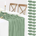 12 Pack Sage Green Table Runner Cheesecloth 35x120 Inch, 10Ft Boho Sheer Gauze Table Runner Cheese Cloth Runner for Wedding Baby Shower Fall Thanksgiving Home Decorations