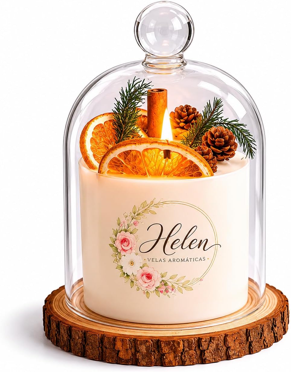 Luxury Scented Candle with Glass Cloche, Decorative Handmade Soy Candle Gift,Floral Scent Aromatherapy Candle for Home Decor
