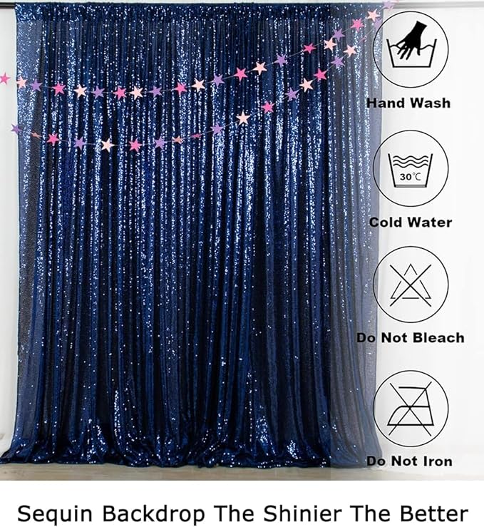 ShiDianYi 4FTX6FT-Navy Blue-Sequin Photo Backdrop, Wedding Photo Booth,Photography Background (Navy Blue)