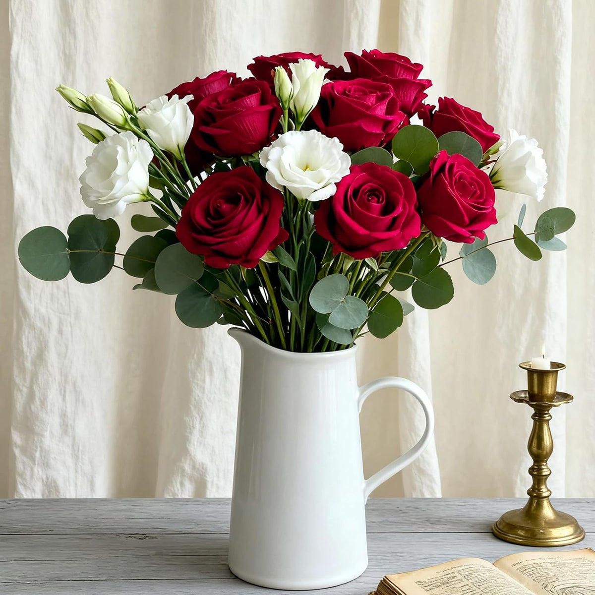 red fake roses artificial flowers bulk fake flowers, front angle view