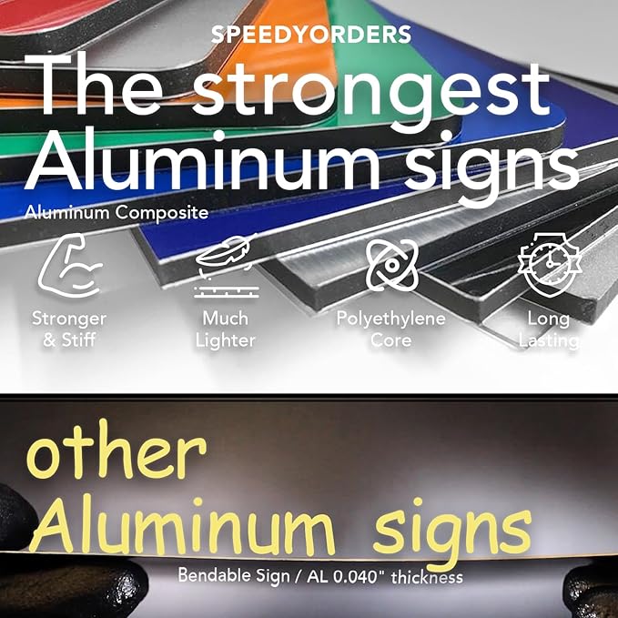 Custom Metal Signs, Personalized Aluminum, Waterproof Business Signs, White Aluminum (Yellow Background, 20x20 In)