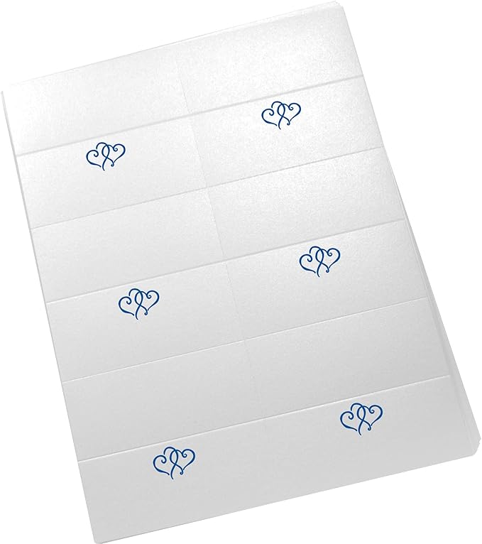 Linked Hearts Printable Place Cards, Royal Blue (Choose Color), Set of 150 (25 Sheets), Laser & Inkjet Printers - Wedding, Party, Dinner, and Special Events - Made in the USA