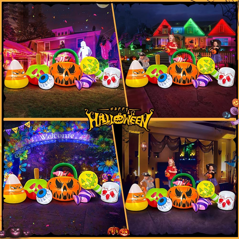 10 FT Halloween Inflatable Blow up Outdoor Decorations Pumpkin Ghost Combo, H...