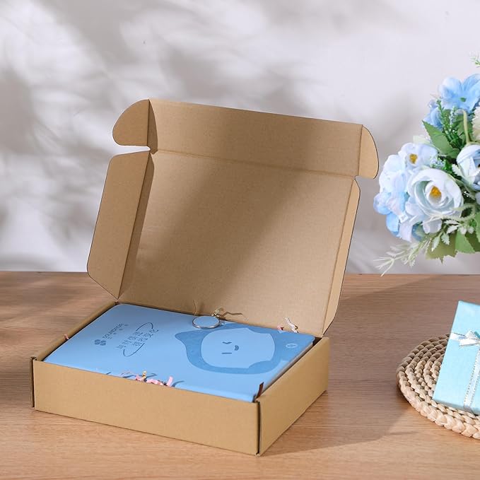 Qilery 200 Pcs Shipping Boxes Cardboard Gift Corrugated Cardboard Brown Boxes Mailer Packaging for Mailing Small Business Present (9 x 6 x 2 Inch)