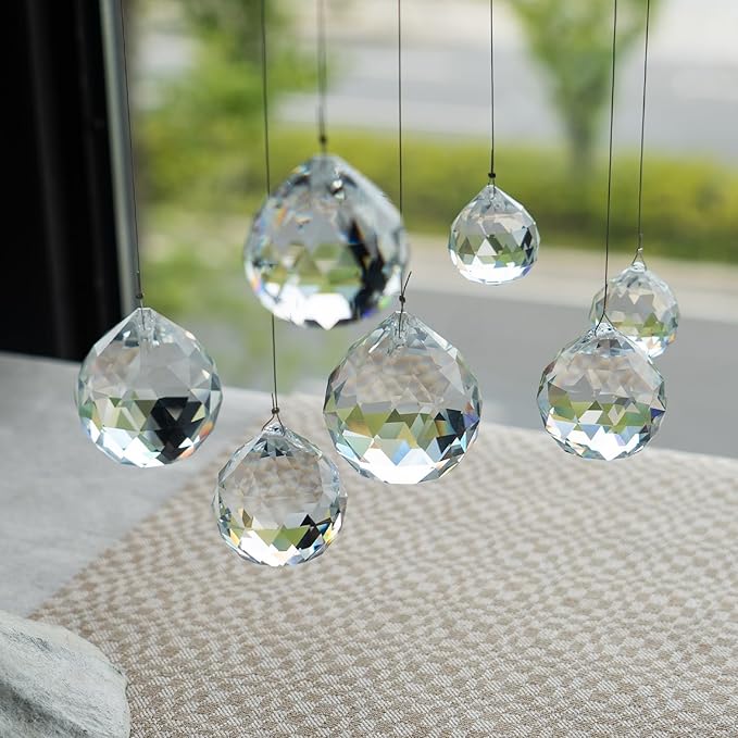 24pcs Clear Crystal Decorative Ball Prism Suncatchers for Windows Hanging Wedding Party DIY Decoration,20mm