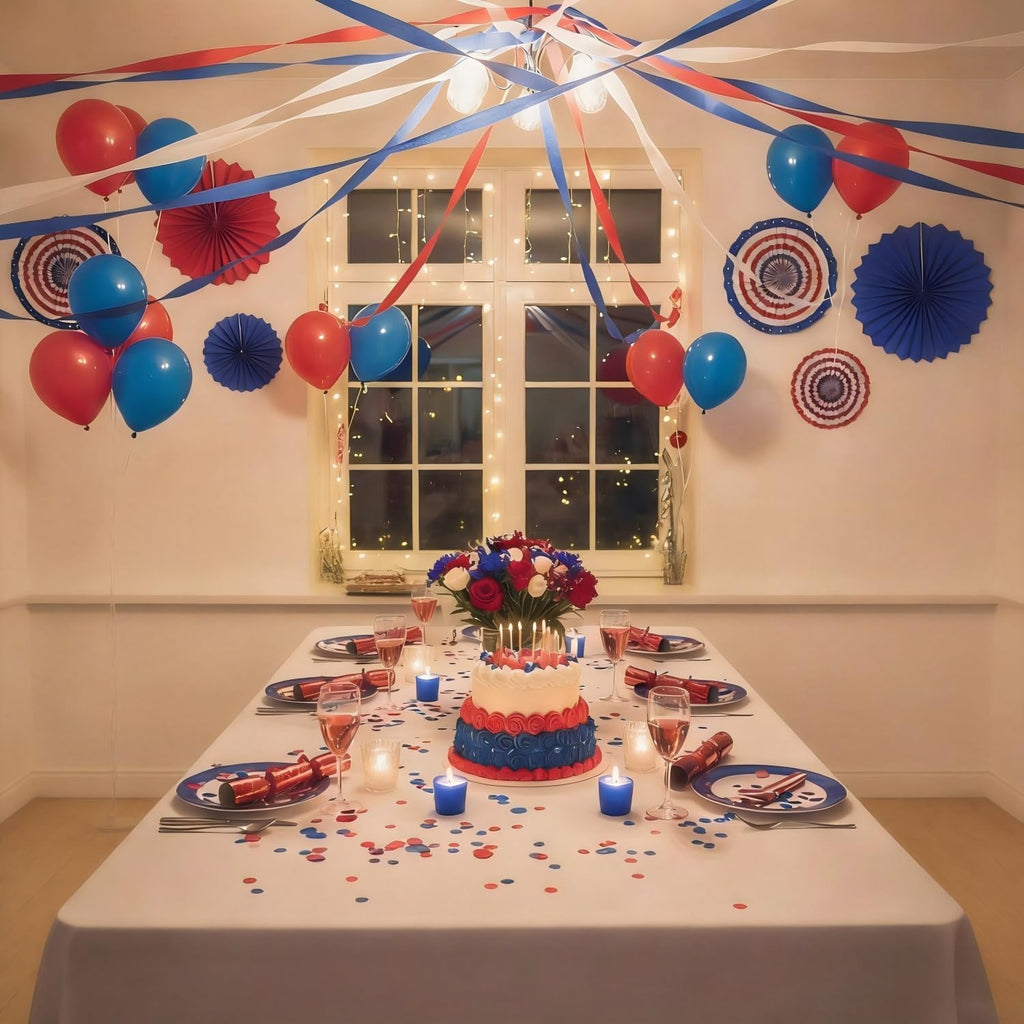 CC wonderland zone 6 Rolls Red Blue and White Crepe Paper Streamers for Independence Day,July 4th Party,Memorial Day,Veterans Day,Party Decoration