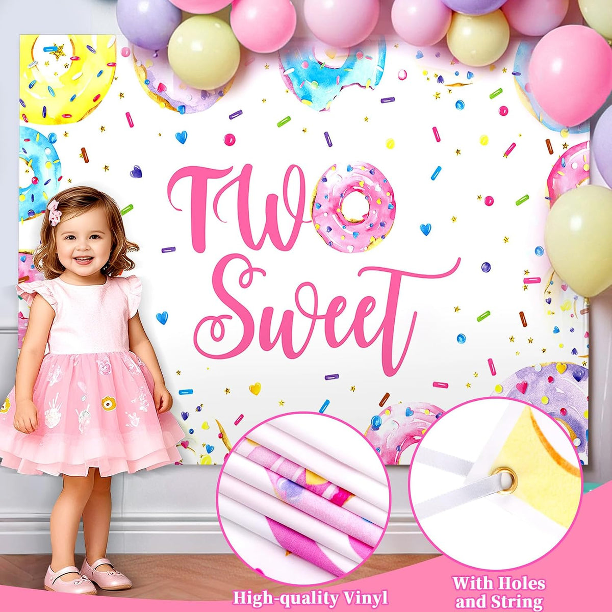snln two sweet birthday party decorations 2nd birthday showing dimensions