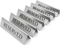 Reserved Table Signs Set of 6 | Raised Black Letters, Brushed Stainless Steel, Reusable Double-Sided | Reserved Seating Signs for Weddings, Restaurants, Church Pews, Events | 6×1.6 in