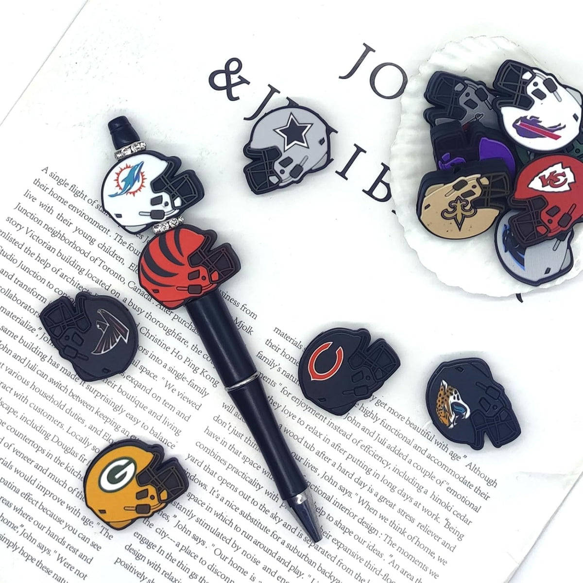 yokushi 32 pcs football silicone focal beads for, side view