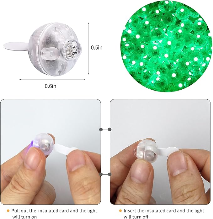 Aogist 100pcs Green Balloon Light, Long Standby Time Waterproof Mini Ball Light, Round LED Lamp for Paper Lantern Balloon Party,Wedding,Birthday,Festival,St. Patrick's Day and Christmas Decorative