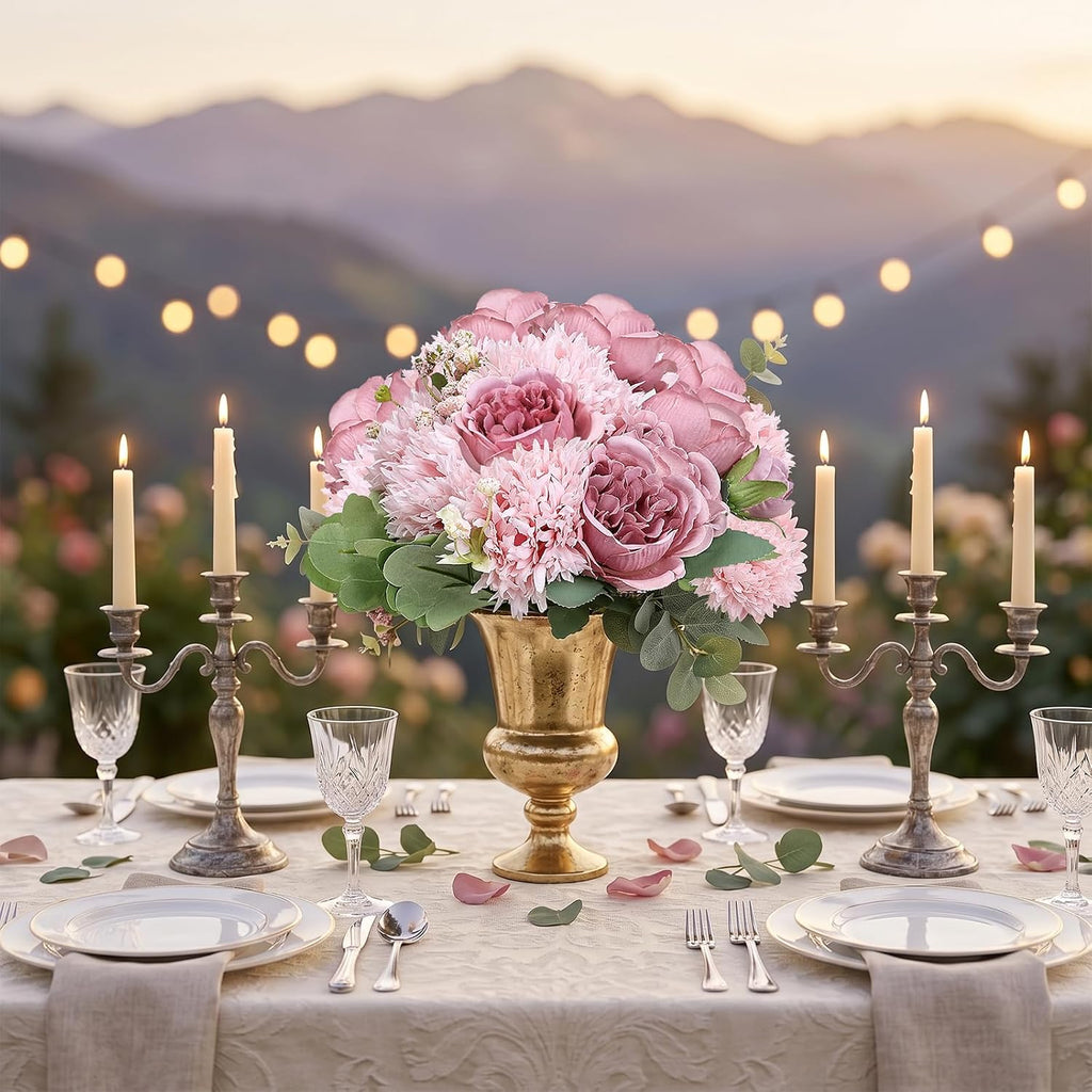 16 bundles peonies artificial flowers bulk - blush showing dimensions